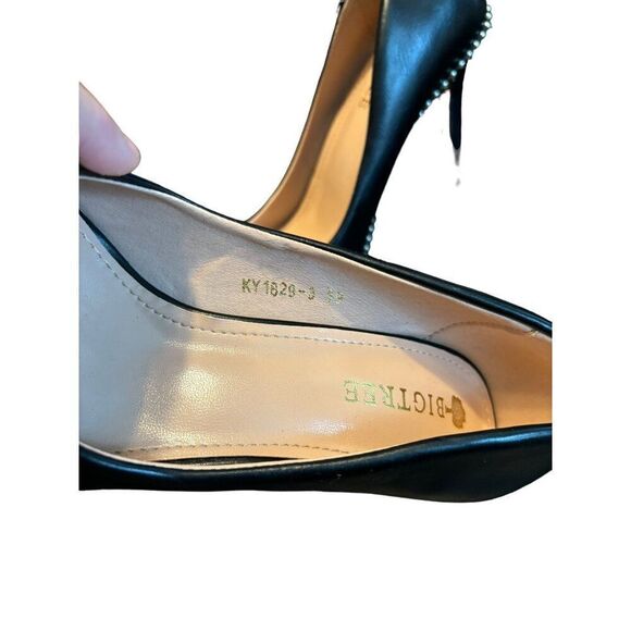 Blacktree Black Pearl Embellished Stiletto Heels sz 8 womens - Picture 9 of 14